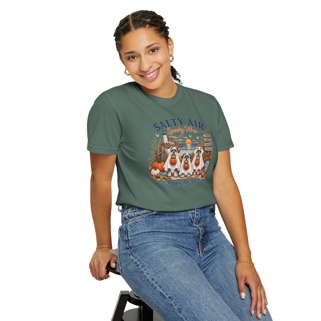 Salty Air Spooky Vibes Tee — Happy Fall Y'all Autumn Beach Ghosts T-Shirt