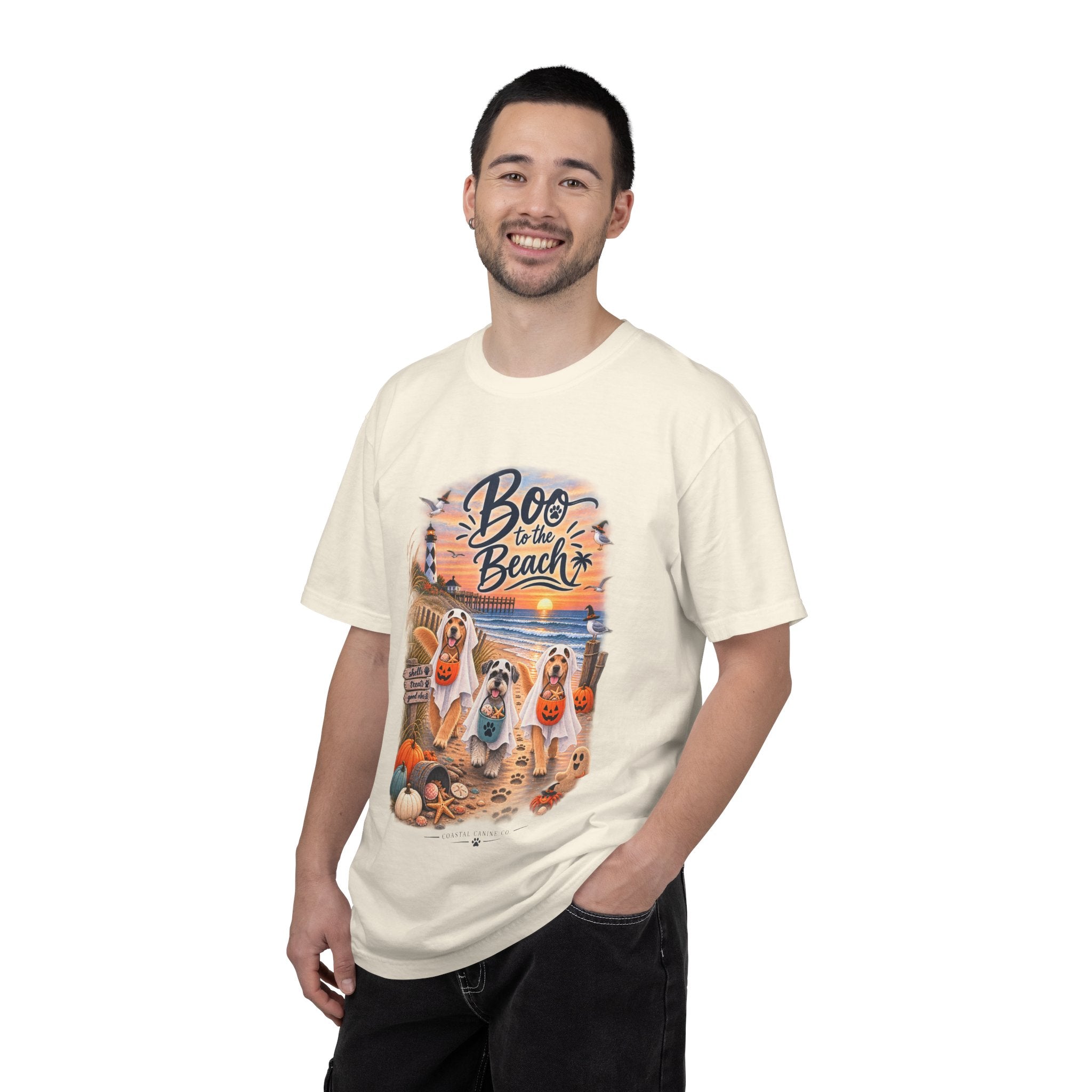 Boo to the Beach T-Shirt — Cute Halloween Dogs on Sunset Beach