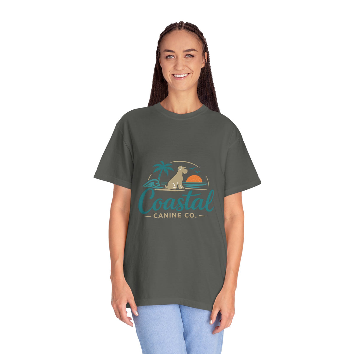Coastal Canine T-Shirt — Beach Dog Sunset Tee