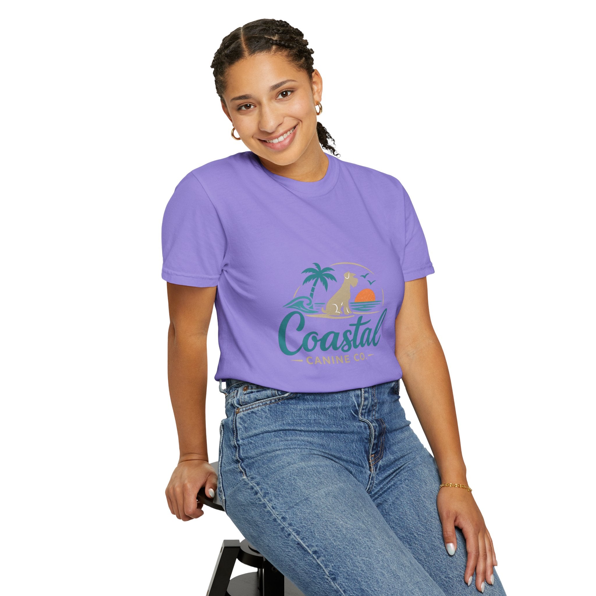 Coastal Canine T-Shirt — Beach Dog Sunset Tee