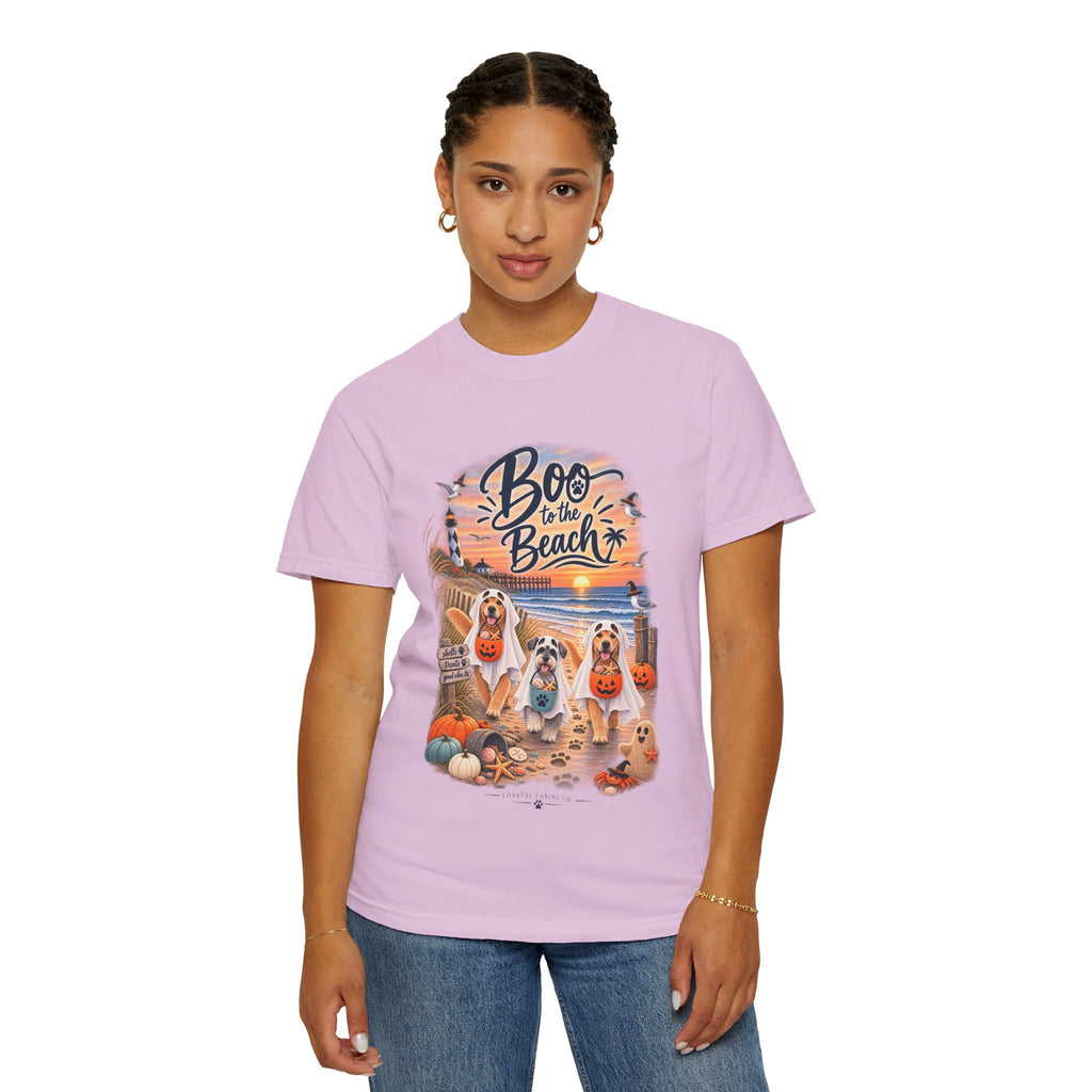 Boo to the Beach T-Shirt — Cute Halloween Dogs on Sunset Beach