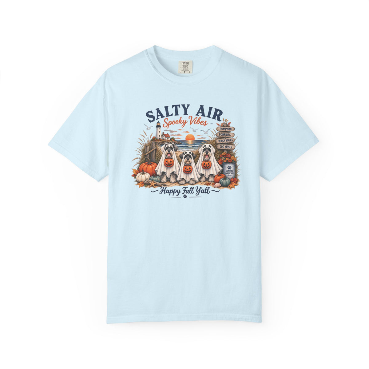 Salty Air Spooky Vibes Tee — Happy Fall Y'all Autumn Beach Ghosts T-Shirt