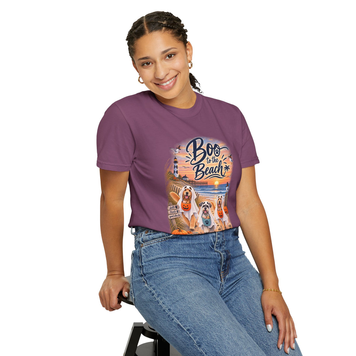 Boo to the Beach T-Shirt — Cute Halloween Dogs on Sunset Beach