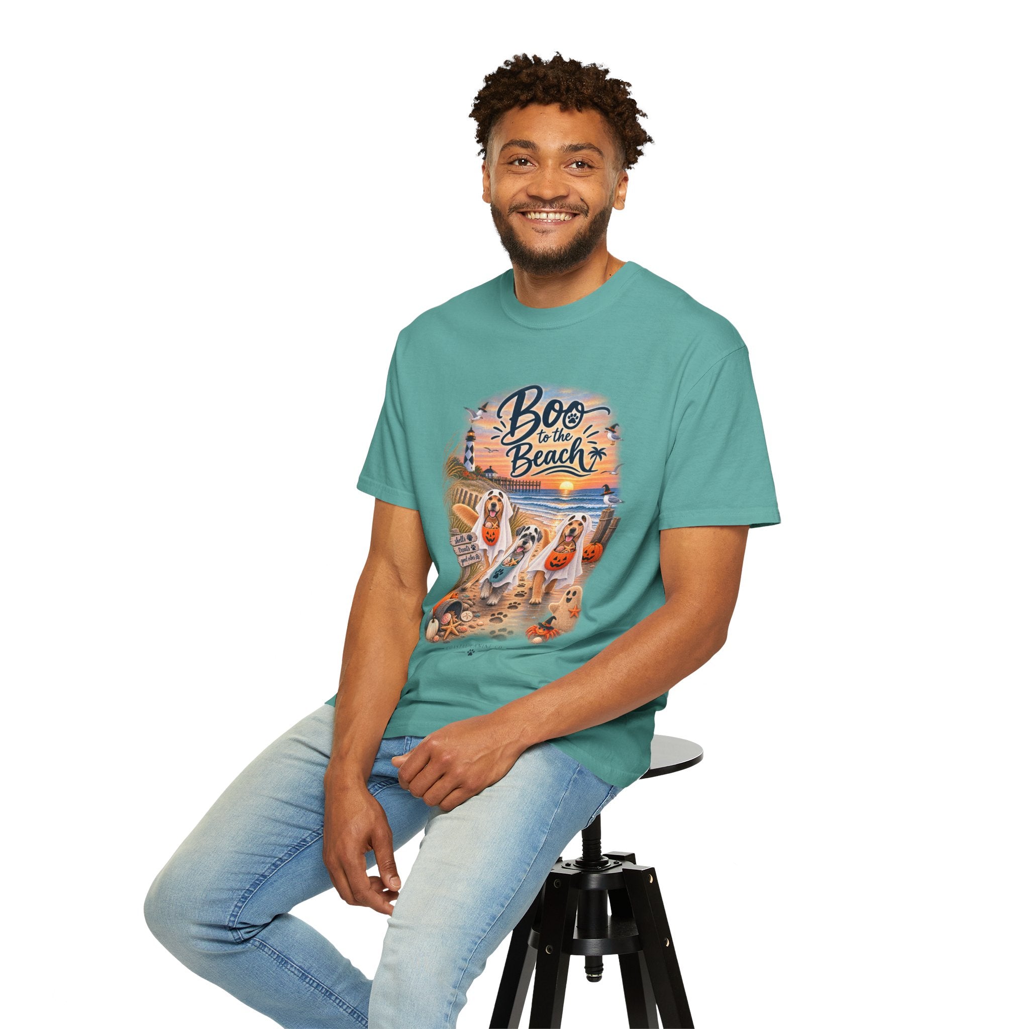 Boo to the Beach T-Shirt — Cute Halloween Dogs on Sunset Beach