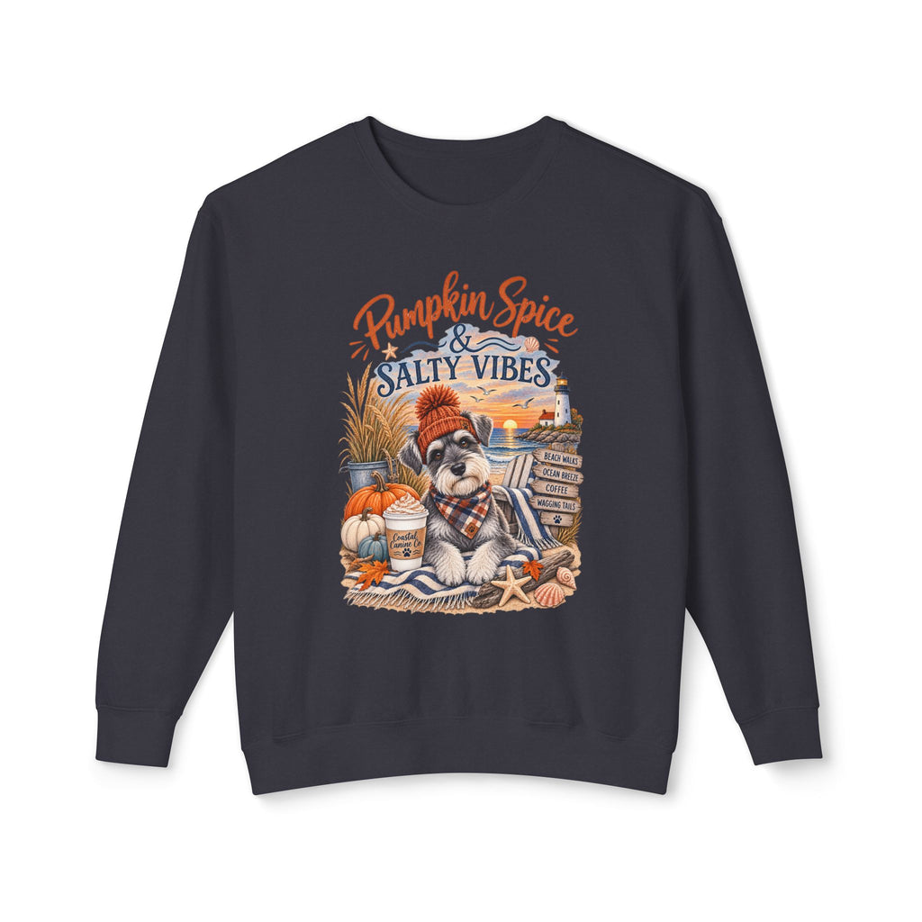 Pumpkin Spice & Salty Vibes Sweatshirt — Fall Beach Dog Crewneck