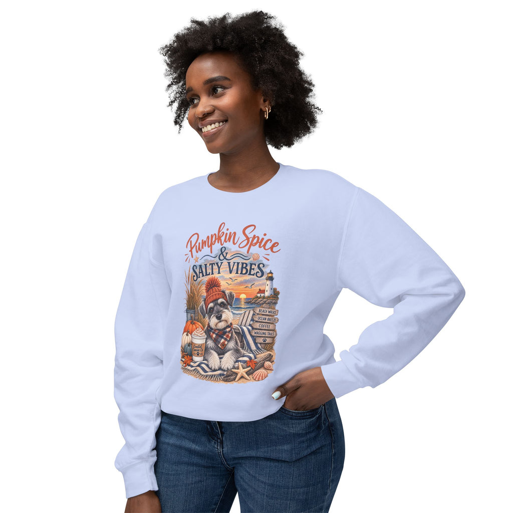 Pumpkin Spice & Salty Vibes Sweatshirt — Fall Beach Dog Crewneck