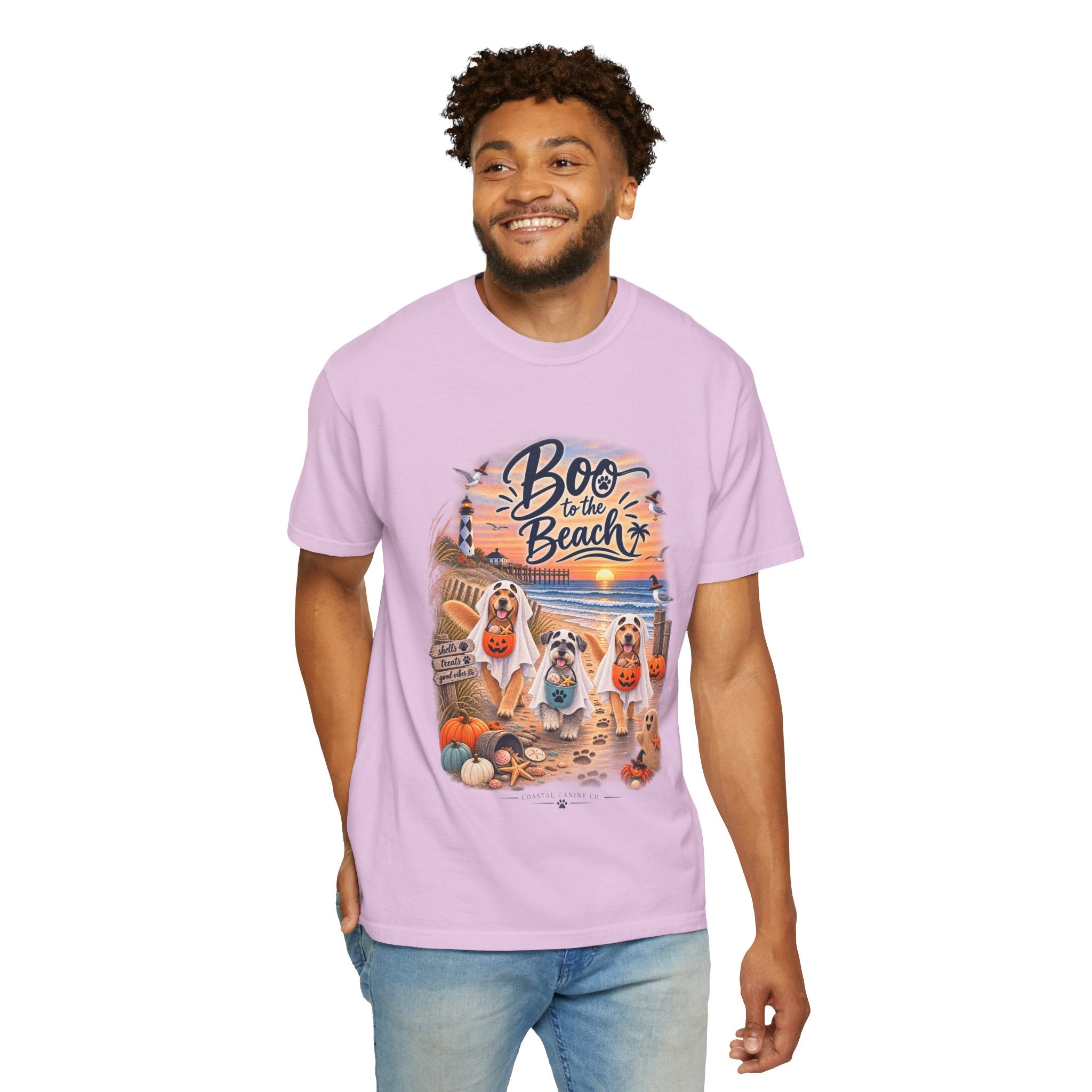 Boo to the Beach T-Shirt — Cute Halloween Dogs on Sunset Beach