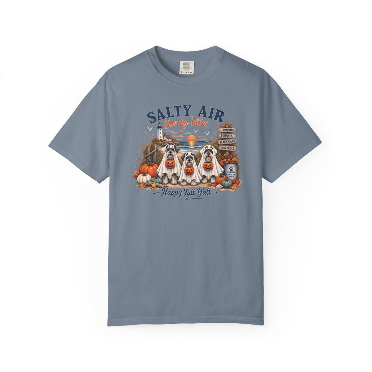 Salty Air Spooky Vibes Tee — Happy Fall Y'all Autumn Beach Ghosts T-Shirt