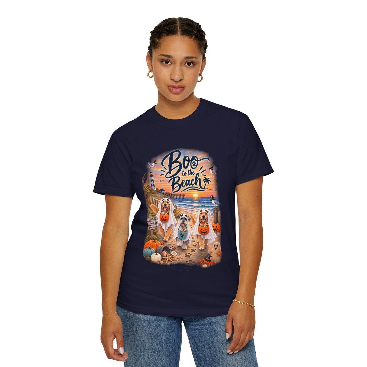 Boo to the Beach T-Shirt — Cute Halloween Dogs on Sunset Beach