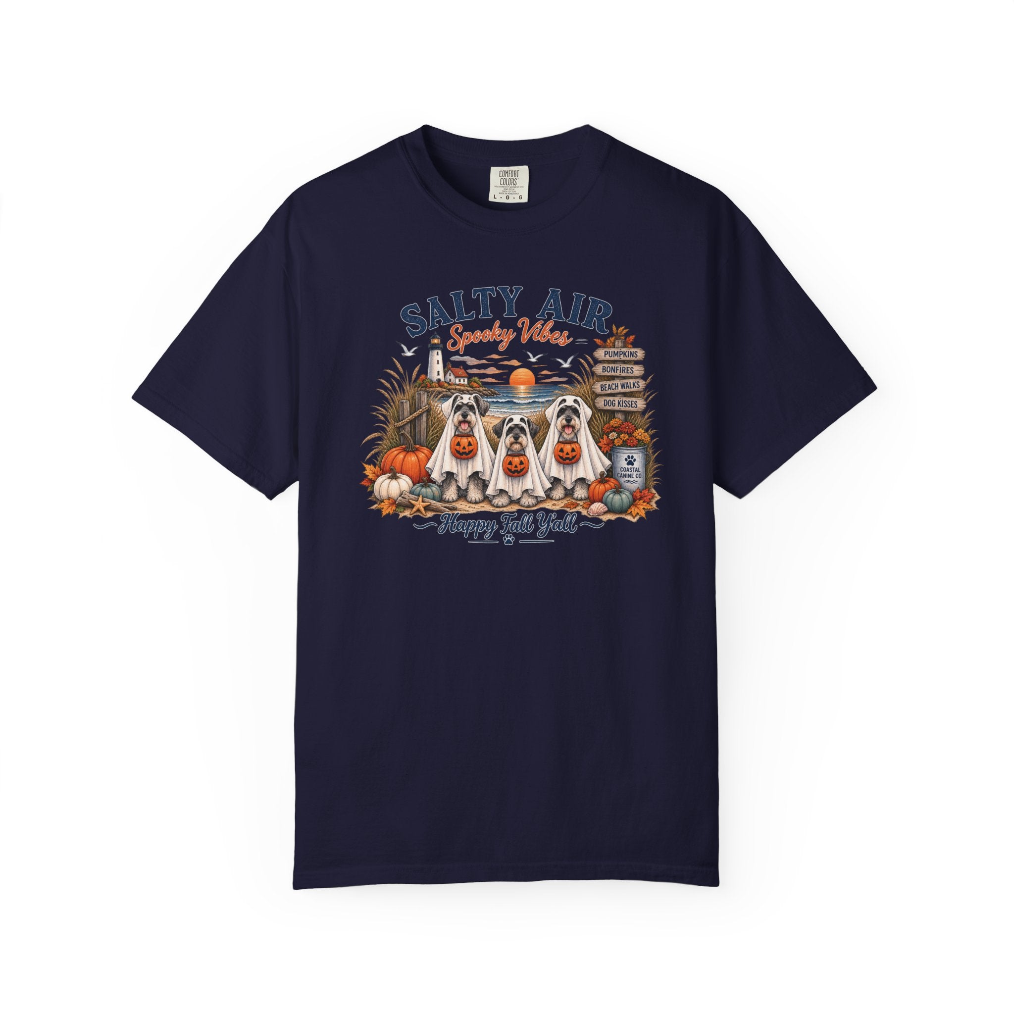 Salty Air Spooky Vibes Tee — Happy Fall Y'all Autumn Beach Ghosts T-Shirt