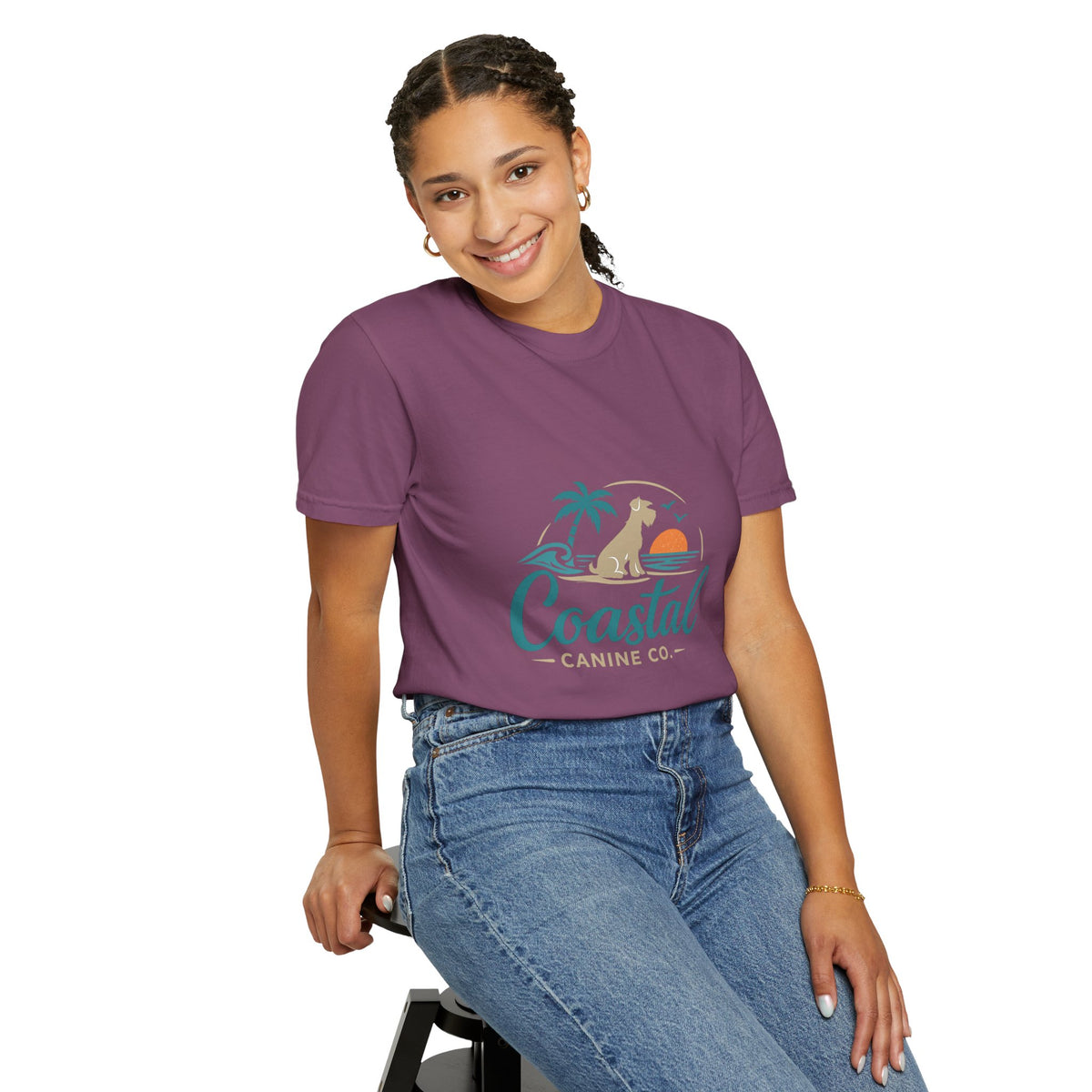 Coastal Canine T-Shirt — Beach Dog Sunset Tee