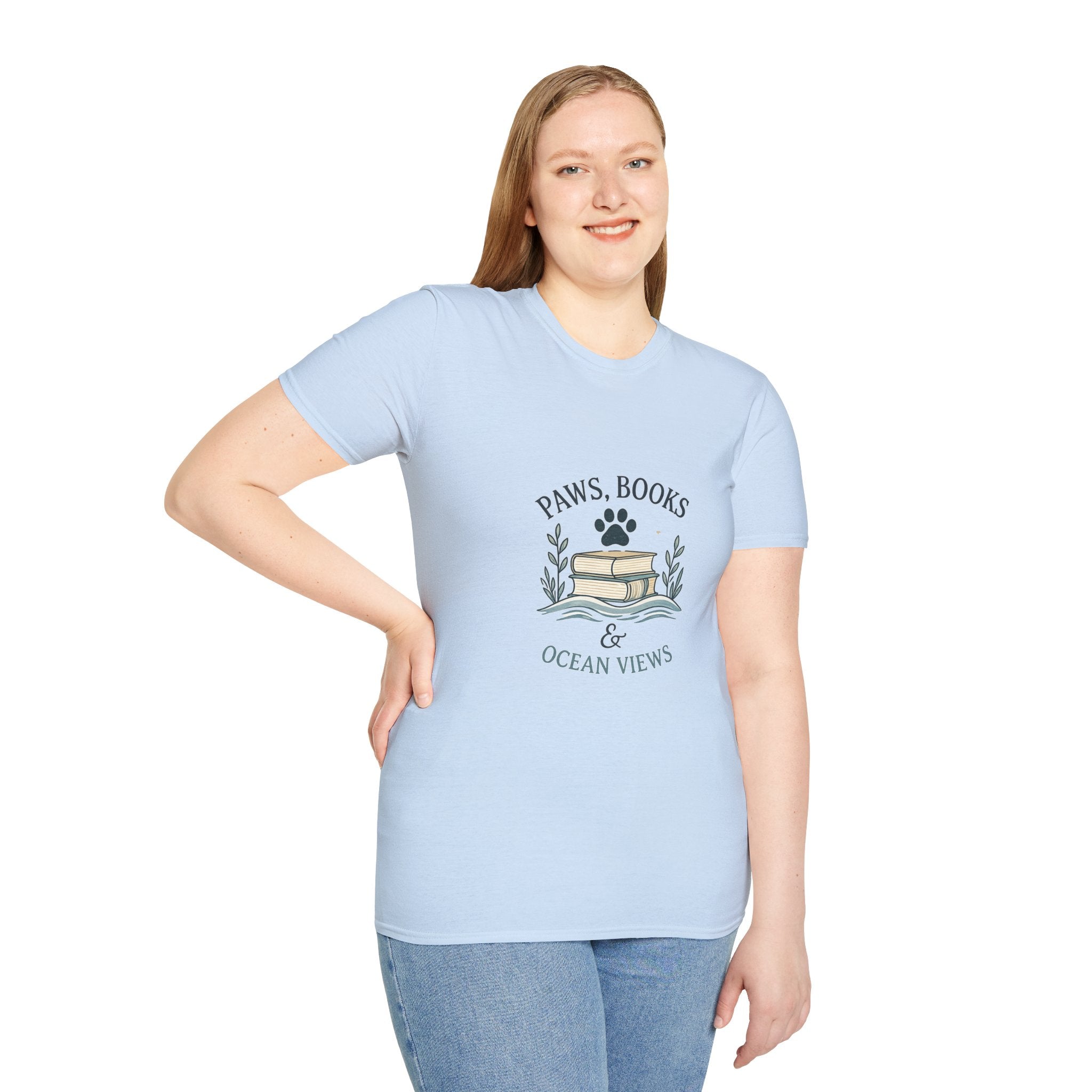 Paws, Books & Ocean Views T‑Shirt