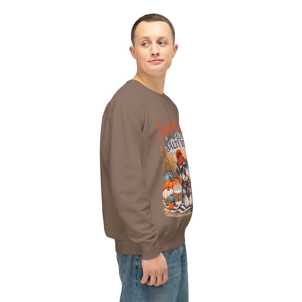 Pumpkin Spice & Salty Vibes Sweatshirt — Fall Beach Dog Crewneck