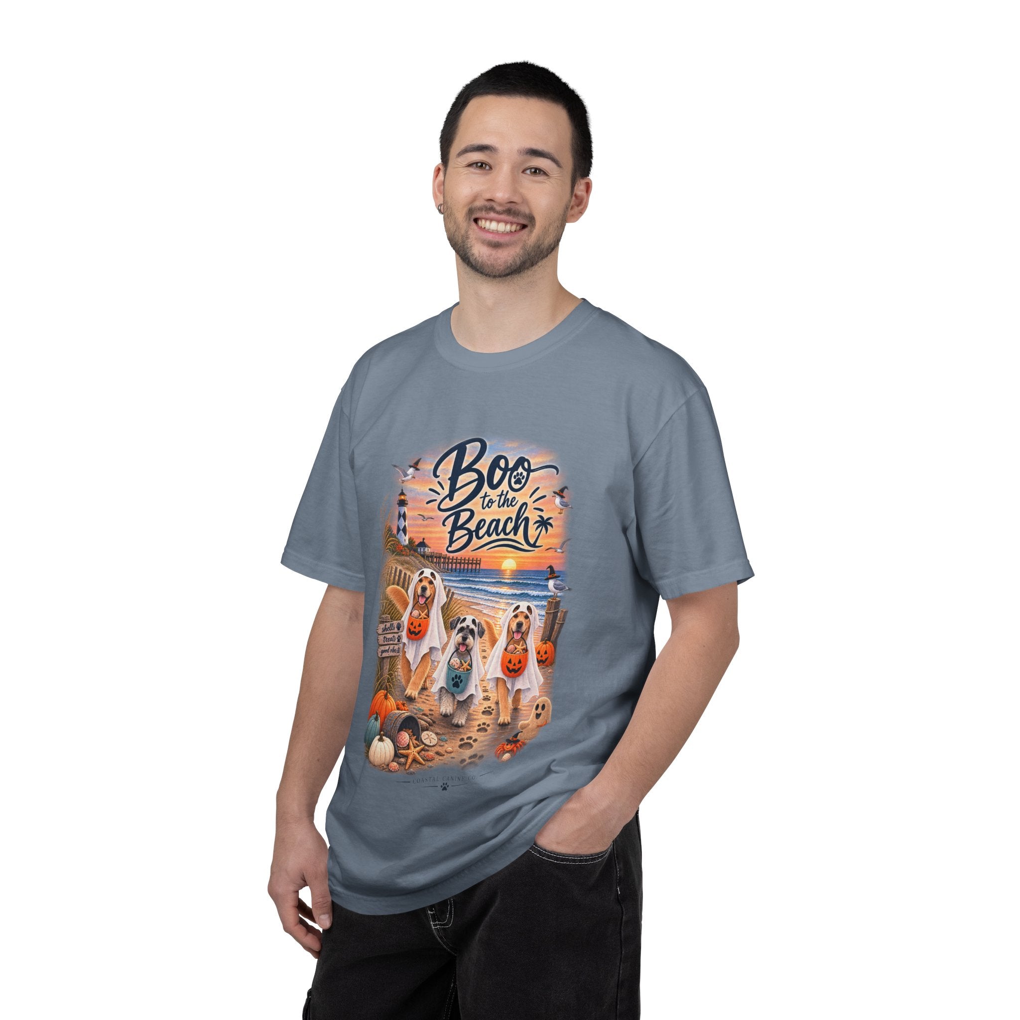 Boo to the Beach T-Shirt — Cute Halloween Dogs on Sunset Beach