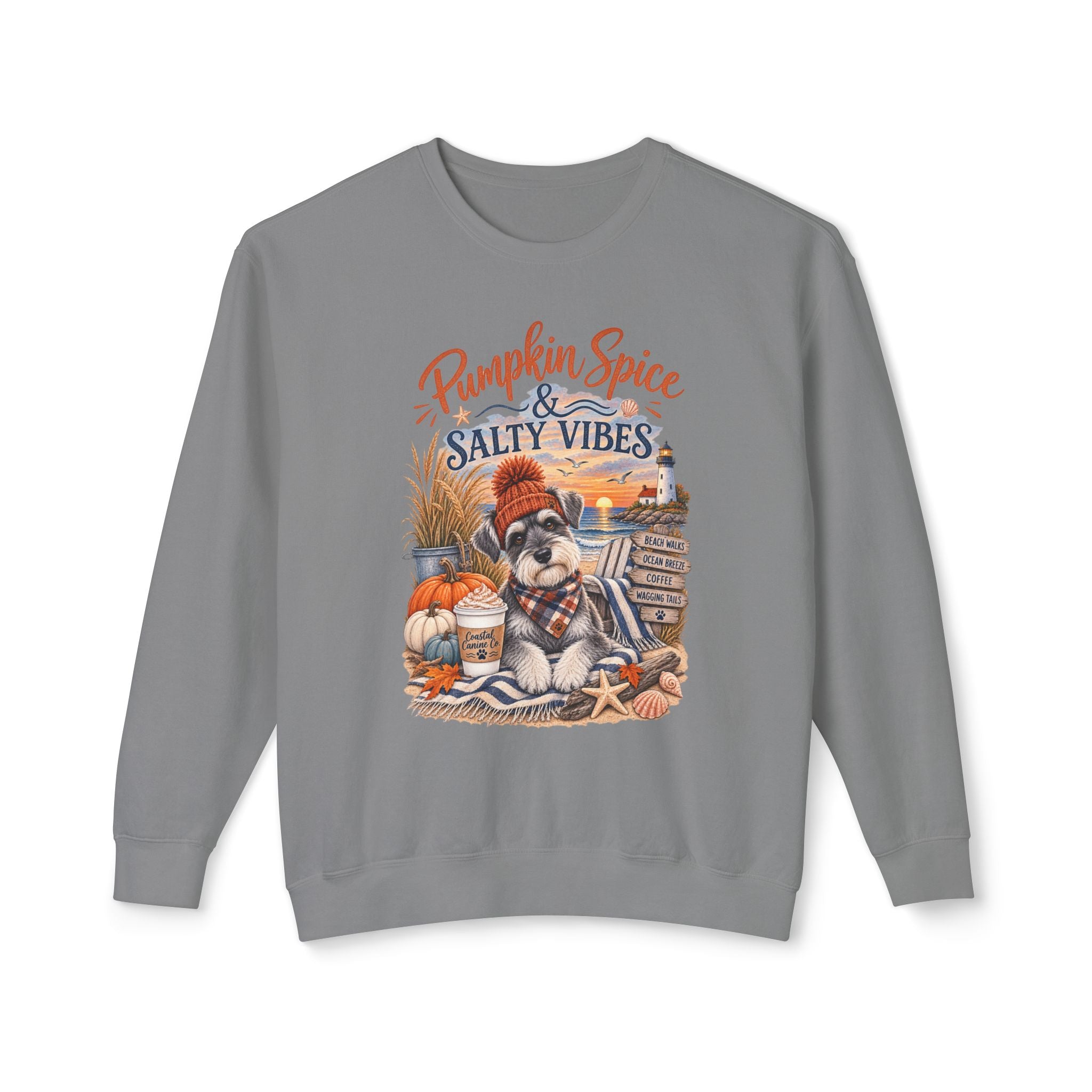 Pumpkin Spice & Salty Vibes Sweatshirt — Fall Beach Dog Crewneck