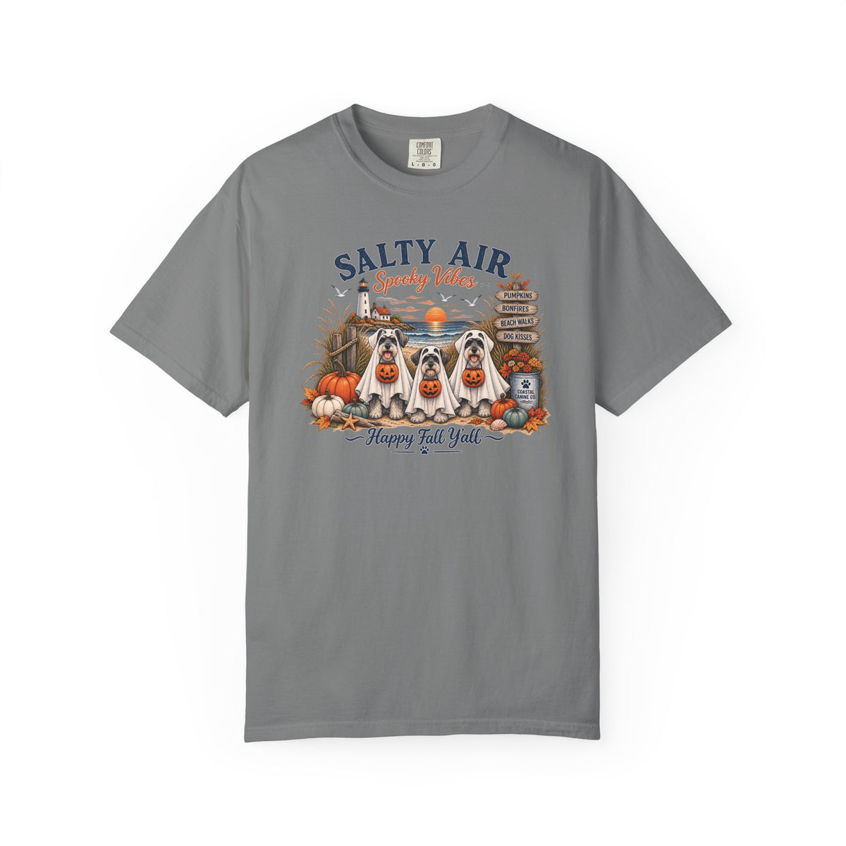 Salty Air Spooky Vibes Tee — Happy Fall Y'all Autumn Beach Ghosts T-Shirt