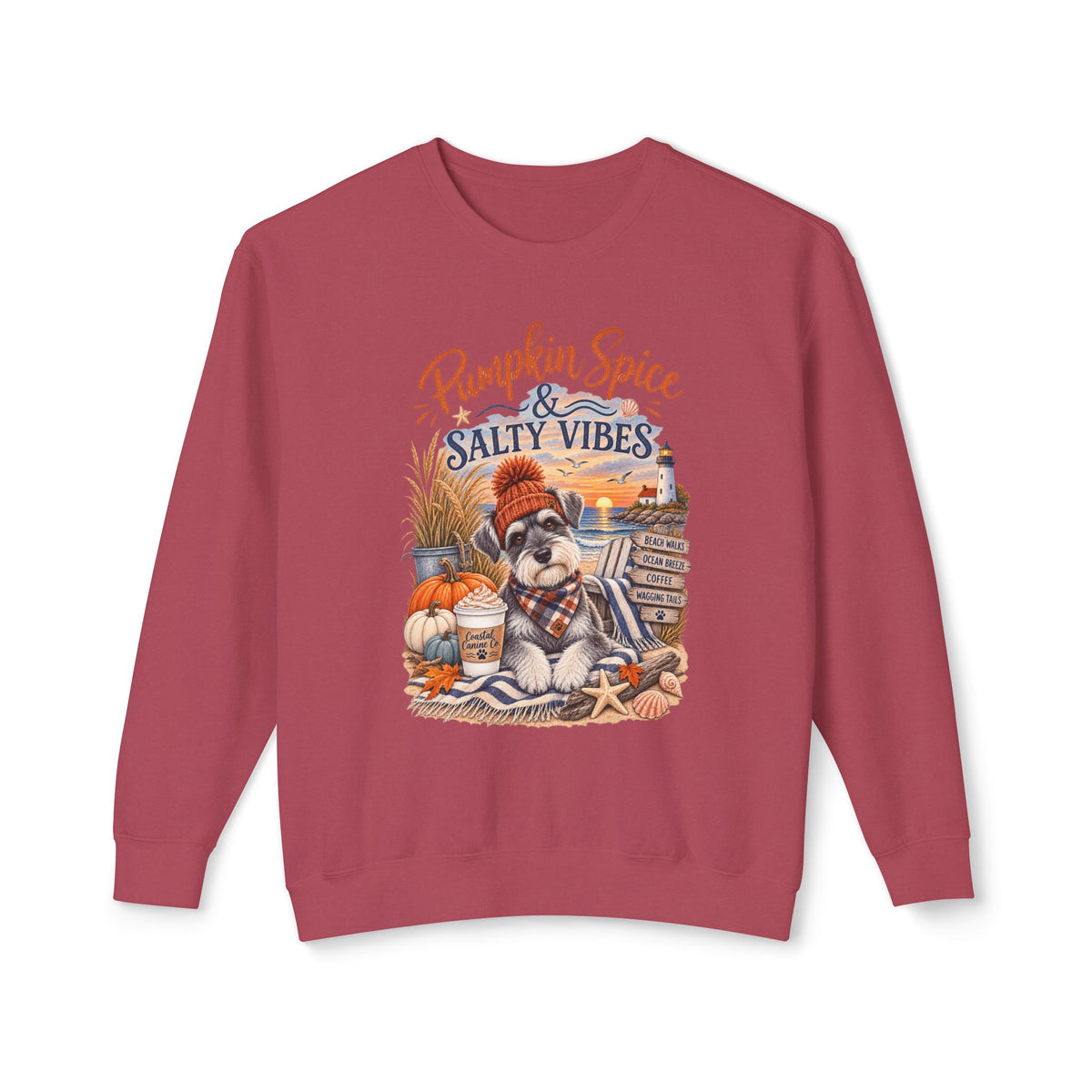 Pumpkin Spice & Salty Vibes Sweatshirt — Fall Beach Dog Crewneck