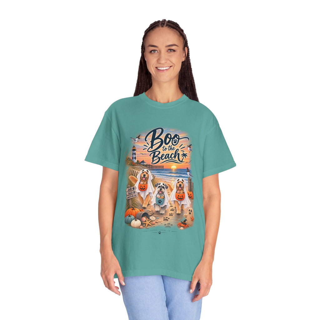 Boo to the Beach T-Shirt — Cute Halloween Dogs on Sunset Beach