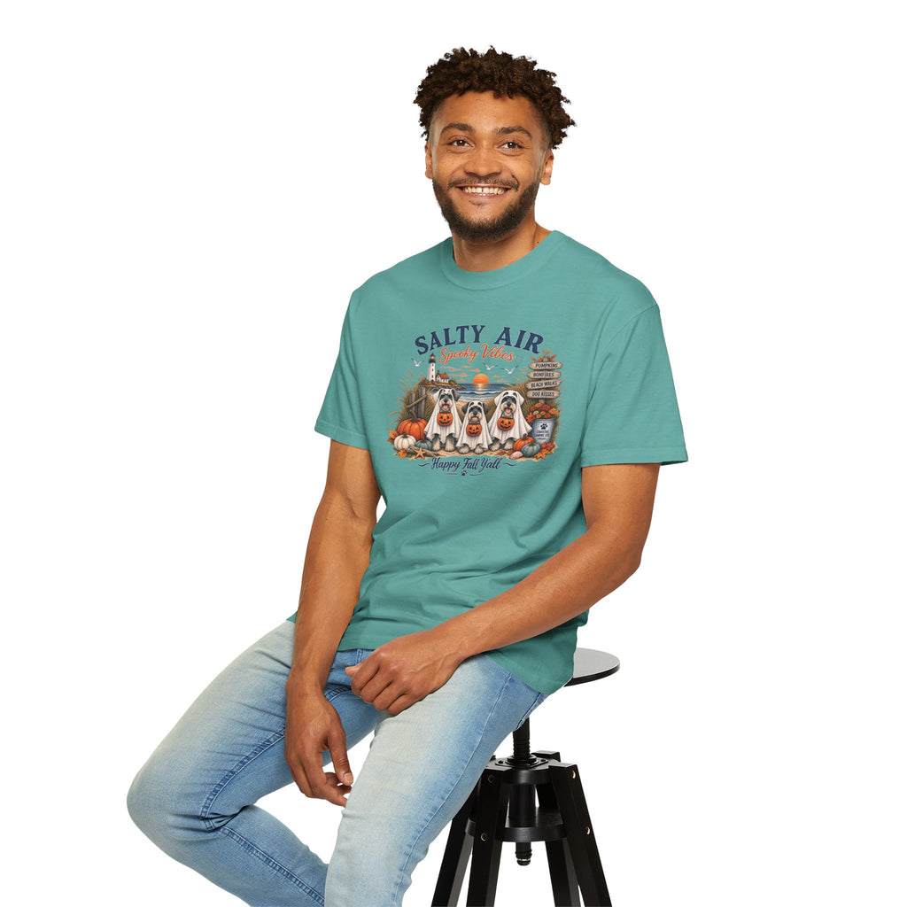 Salty Air Spooky Vibes Tee — Happy Fall Y'all Autumn Beach Ghosts T-Shirt