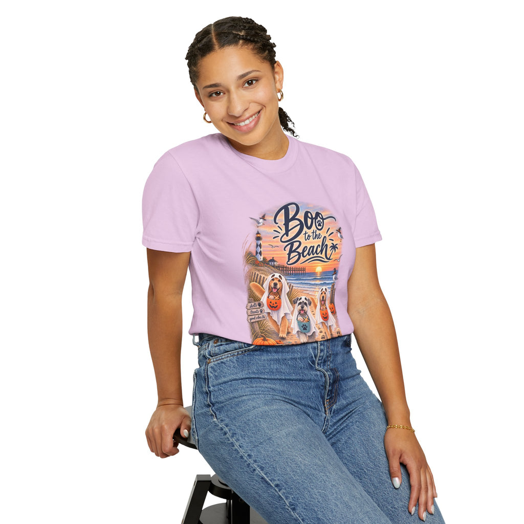 Boo to the Beach T-Shirt — Cute Halloween Dogs on Sunset Beach