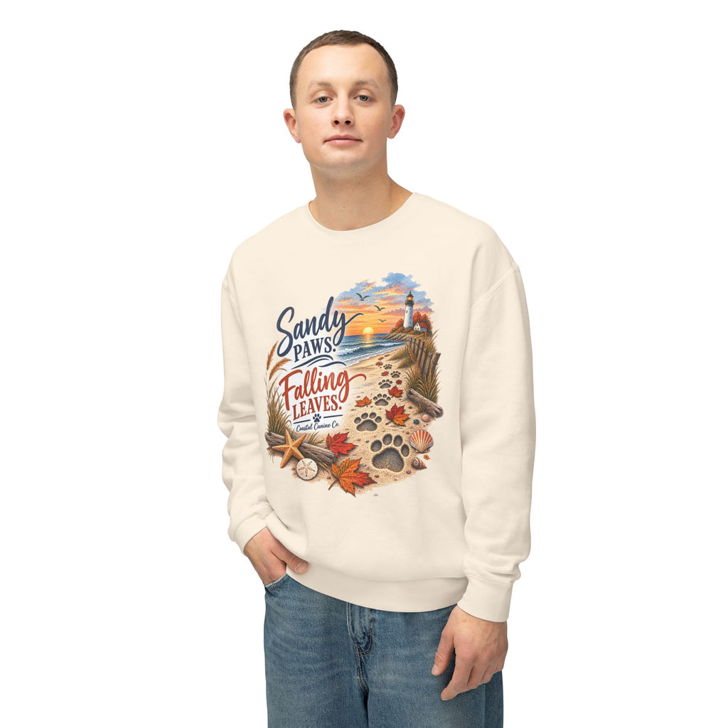 Sandy Paws Falling Leaves Sweatshirt – Beach Dog Autumn Crewneck