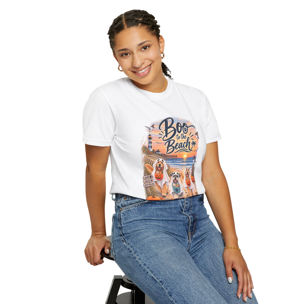 Boo to the Beach T-Shirt — Cute Halloween Dogs on Sunset Beach