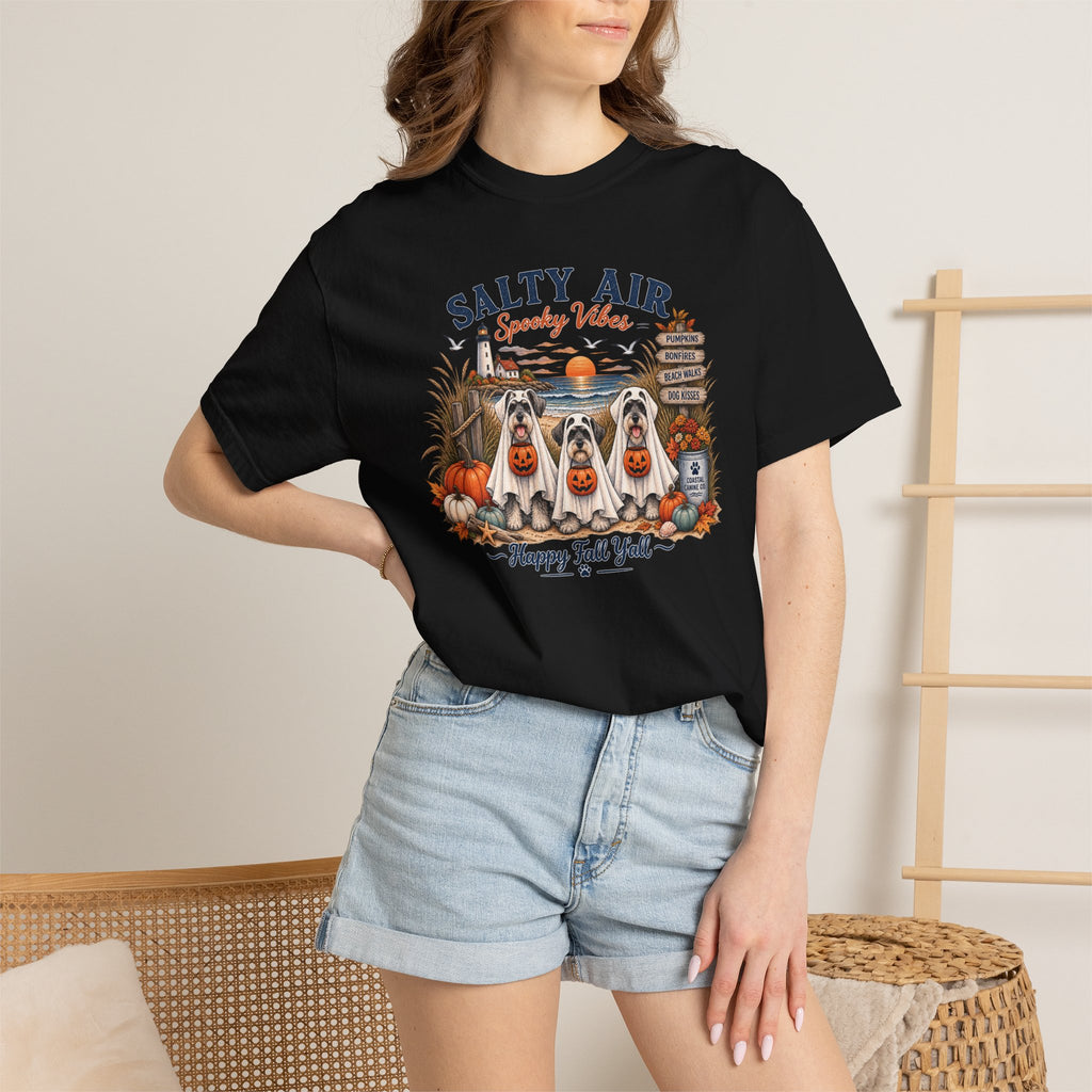 Salty Air Spooky Vibes Tee — Happy Fall Y'all Autumn Beach Ghosts T-Shirt