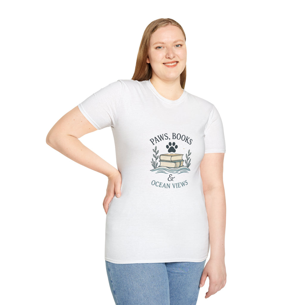 Paws, Books & Ocean Views T‑Shirt