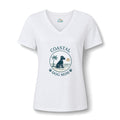 Coastal Dog Mom V-Neck Tee — Beachy Paw Print Women’s Shirt